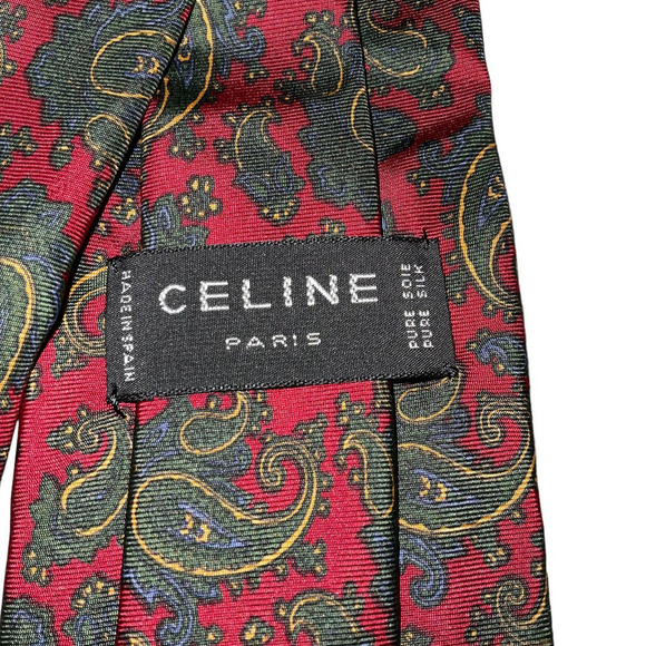 CELINE PARIS MEN’S 100% SILK PAISLEY TIE - Picture 5 of 9